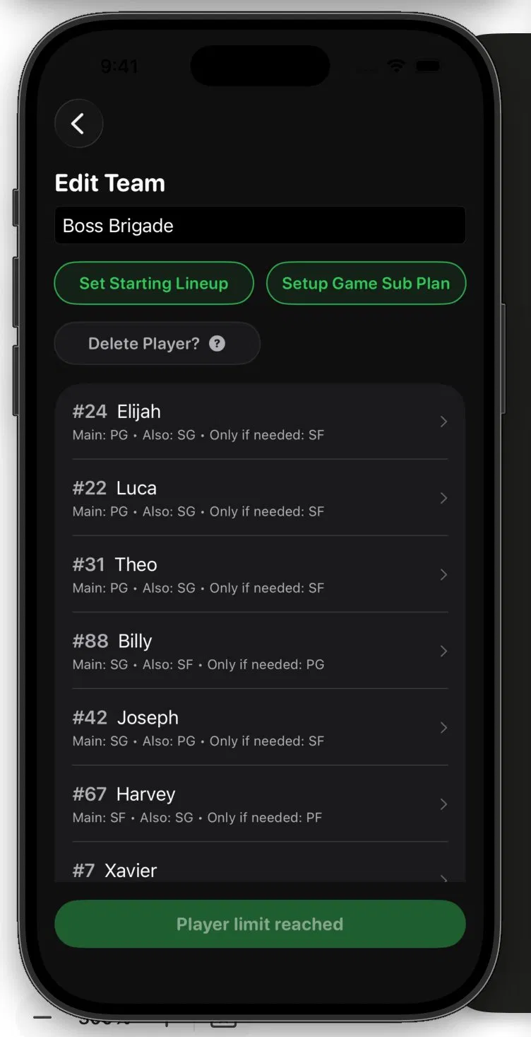 Roster setup